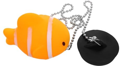 DOITOOL Gummi Badewannenstöpsel Fisch Design rutschfest Abnehmbar Mit Kette Waschbecken Badewannenstopper Langlebiger Geruchsneutraler Abflussstopfen Schützt Vor