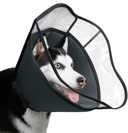 Mayerzon Halskrause Hund Weich, Leckschutz Hund, Schutzkragen Hunde Halskrause, Einstellbarer Hundekragen mit Leckschutz, Leichte Halskrausen für Hunde, Haustier-Elizabethanischer (Grau, M)