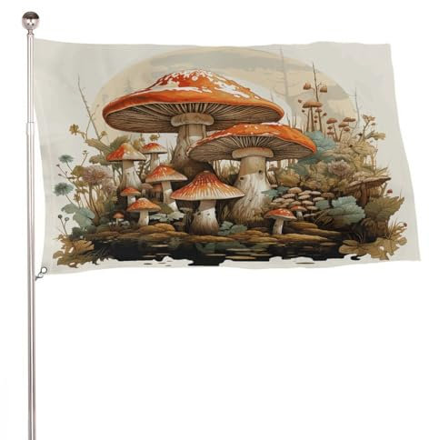 Gigantische Pilzflagge Gartenflagge Gartenflaggen für Garten Fahnen Willkommen Garten Flagge Saisonale Garten Flaggen Haus Flagge Außenflagge Willkommensflagge Verblassen Beständige Flagge 61x89cm