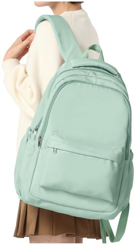 WEPLAN Mochilas Escolares Adolescentes Chica Universitarias Mujer Mochila Tipo Casual Escolar Colegio Niña Instituto para Portatil de 14 pulgadas Backpack School Bag for Girls Boys,Verde Claro