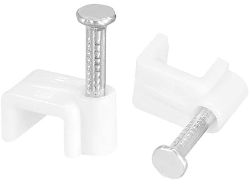 TA-VIGOR 100Pcs Round Cable Clips, 8mm Electrical Cable Wall Clip, Steel Nails Tacks Holder for Organizing Ethernet, Electric Wires Cables Line, TV Cable, Telephone line, White