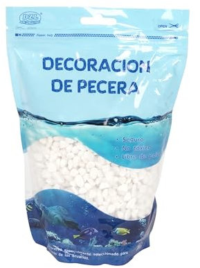 SMELL & SMILE Gravier d'aquarium pierre naturelle décorative pour aquariums d'eau douce et marine Substrat naturel pour décoration de fond 1 kg Blanc 4-6 mm