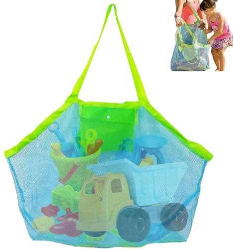 Strandspielzeug Tasche, Große Netz Strandtasche für Sandspielzeug & Wasserspielzeug, Faltbare & Wiederverwendbare Aufbewahrungstasche für Kinder, Beach Bag Aufräumsack für Familie Urlaub