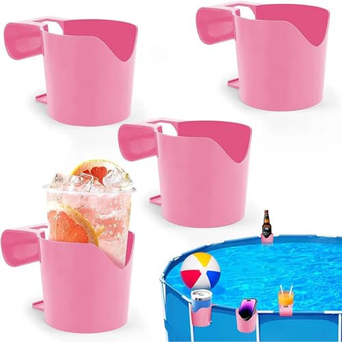 WISIRENT 4 Pezzi Blu Portabicchieri Piscina, Supporto Multifunzionale per Bevande a Bordo Piscina Portabicchieri da Piscina in Plastica, Portabibite a Bordo Piscina, Accessori Piscina per Bibite