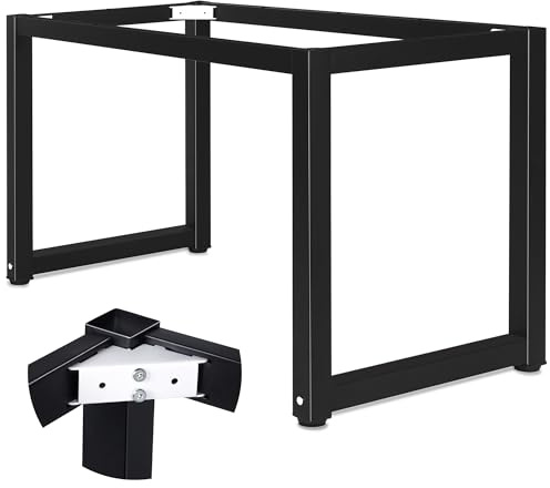 SERdeerCH Gambe in Metallo Nero – Ideale per Tavolo da Pranzo o da Lavoro Fai da Te (70 cm), con Piedini Regolabili. Costruzione Robusta con Fibbie Fisse. Facile Installazione‌