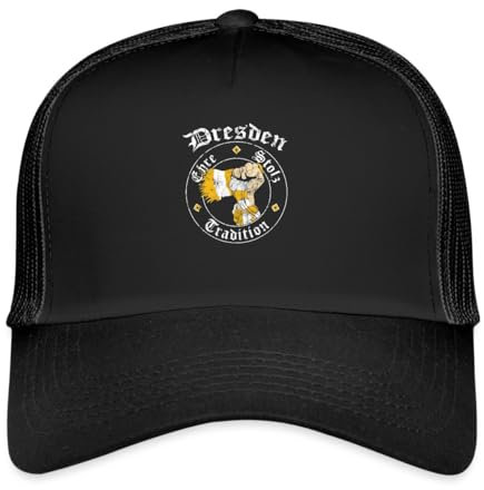 Spreadshirt Dresden Ehre Stolz Tradition Fußballfan Power Trucker Cap, One Size, Schwarz/Schwarz