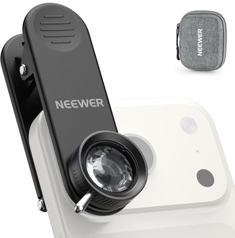 NEEWER 24mm Kaleidoscope Filter with Phone Clip, K9 Crystal Glass Prism Effect Filter for 17mm Threaded Lens Backplate, Phone Cage, Case Compatible with iPhone Android Samsung, FL-102