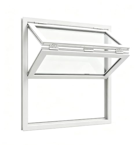 Fenêtre de service pliante commerciale avec verre trempé verrouillable(White,W x H 30 x 42 in)