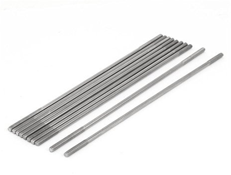 sourcing map Goujon Double Extrémité Fileté Vis Boulon 304 Inox Acier M4 x 180mm 10Pcs