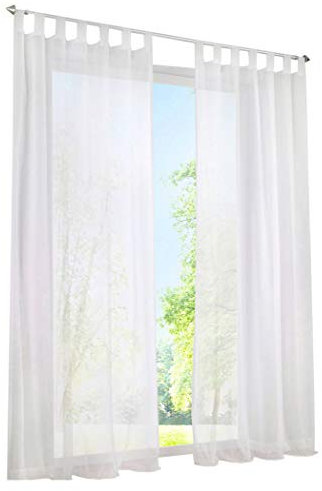 BAILEY JO 1er-Pack Gardine mit Schlaufen Vorhänge Transparent Voile Vorhang (BxH 140x245cm, weiß)