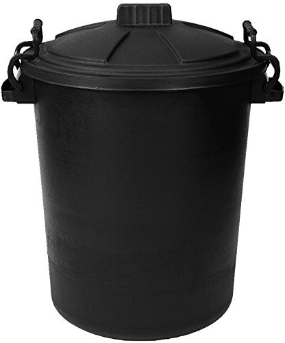 Easy Shopping BLACK 50 Litre Heavy Duty Plastic Bin Dustbin Storage Unit with Locking Lid for Home Garden Rubbish Waste Animal Feed (1)