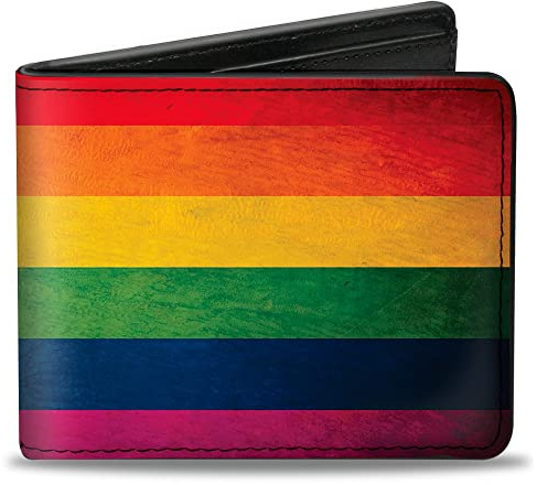 Buckle-Down Herren Pu Bifold Wallet Reisezubehr-Bi-Fold-Brieftasche, Mehrfarbige Flagge, 4.0 x 3.5