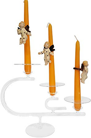 Oberstdorfer Glashütte Candeliere in Cristallo Moderno candeliere per Tre Candele coniche Porta Candela tealight Candele pilastro soffiato Altezza ca. 23 cm largh. 31 cm