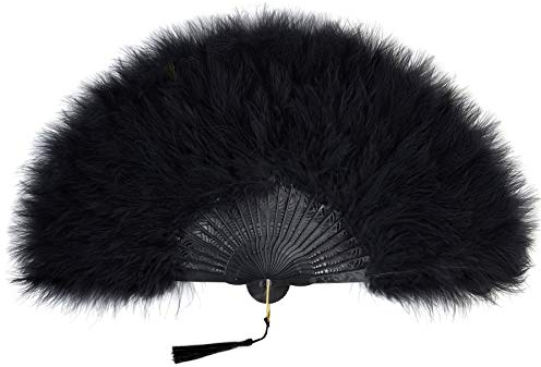 Coucoland 1920s Handfächer für Damen, faltbar, Feder, Ventilator, Flapper, Zubehör für Great Gatsby Party