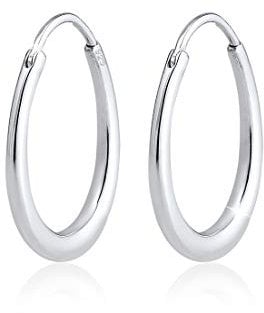 Elli Creolen Silber 925 Damen Ohrringe für Frauen Kreolen Oval Basic Durchmesser 13-21mm Hoops 0306930418