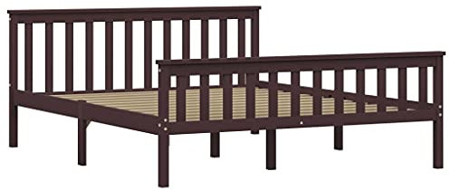 vidaXL Kiefernholz Massiv Bettgestell Bett Massivholzbett Holzbett Doppelbett Futonbett Bettrahmen Lattenrost Schlafzimmer Dunkelbraun 160x200cm