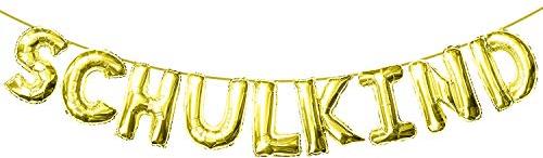Oblique Unique® Schulkind Folien Luftballon Girlande Banner Hänge Deko für Schuleinführung Einschulung Schulanfang Schulstart Dekoration Schule Mädchen Jungen (Gold)