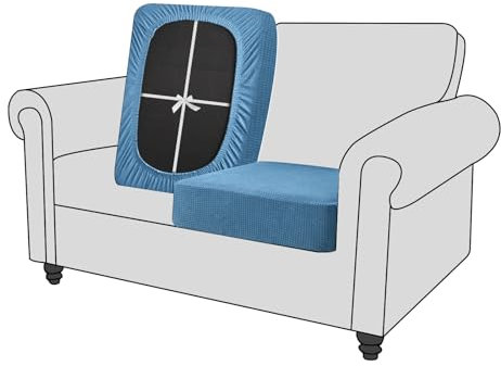 SYLC Sofa Sitzkissenbezug Stretch Sitzkissenschutz Elastischer Kissenbezüge, Husse Überzug Bezug Für Sofa Sitzkissen, rutschfest Stoff Tartan (Blau Grün,1-Sitzer Groß)