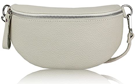 Ever Bloom Unisex Leder Brusttasche Bauchtasche, Mode Hüfttasche, Made in Italy, Umhängetasche Sattel Crossbag 24cm, Mittelgross Ledertasche für Festival und Urlaub, Tasche Farben:Beige