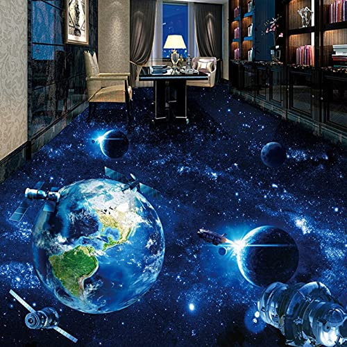 HGFHGD Bodenaufkleber Dekorative Wandtapete Universum Galaxy 3D Badezimmer Wohnzimmer PVC Selbstklebende wasserdichte Bodentapete