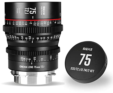Meike 75 mm T2.1 Super 35 Prime Manueller Fokus Kino-Objektiv für PL-Mount Cine Kamera, kompatibel mit C700 PL, ARRI Amira, Alexa Mini usw.