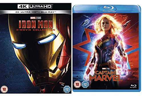 Iron Man 4K Ultra-HD Trilogy [Blu-ray] [2019] [Region Free] & Marvel Studios Captain Marvel [Blu-ray] [2019] [Region A & B & C]