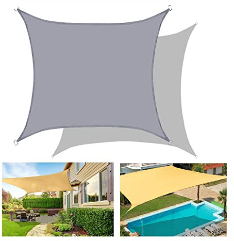 Vela Ombreggiante, Tenda a Vela Impermeabile Rettangolare,Quadrato Tende da Sole per Esterno Protezione Raggi UV con Corda Fissa per Giardino/Terrazza/Campeggio/Piscina/Esterno