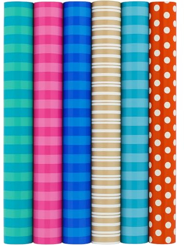 Gestreiftes Geschenkpapier - Sortiment Geschenkpapier - 500 x 70 cm - 3 Rollen - Mehrfarbig - Geburtstag