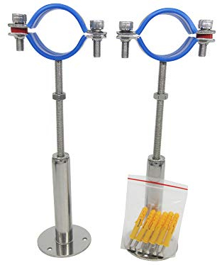 Edelstahl Höhenverstellbare Rohrschelle - Wand/Deckenmontage für 45mm bis 48mm Rohre, Schwerlast Rostfreie Rohrhalterung mit Befestigungsmaterial, verlängerte Ausführung, 2er Set