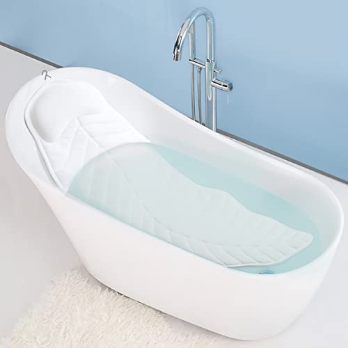 Matelas Coussins de Bain Spa Tapis Baignoire Antidérapant Appui Tête Oreiller pour Baignoire avec 8 Ventouses, Support pour La Tête, La Nuque et Les Epaules, Le Dos, La Lombaire et Les Cuisses