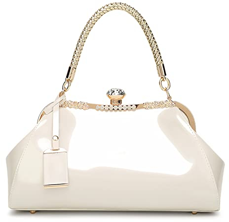 DIRRONA Elegant Damen Handtasche Retro Damen Umhängetasche Shopper Lässig Tote Bag PU Leder Tasche Clutch Bag Party Hochzeit Rezeption Abendessen Tasche Mit Strasssteinen