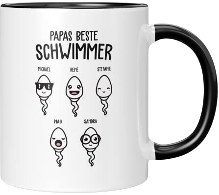 TassenTicker - Papas beste Schwimmer - Personalisiert - bester Papa - Geschenke - Geburtstag - Vatertag - Vatertagsgeschenk - Vater Geburtstagsgeschenk (5 Kinder), Sper01