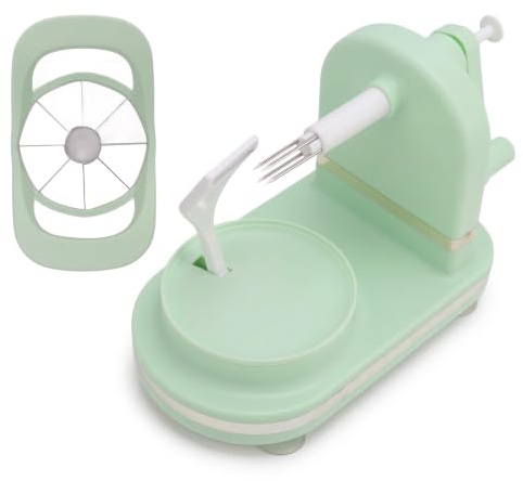 Éplucheur de Pomme à Manivelle, Machine à éplucher les Fruits Manuelle en PP et en Acier Inoxydable, éplucheur de Pomme (Vert clair)