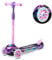 RICOKIDS Dreiradroller Robuster Roller für Kinder - DREI Stabile Rollen - Verfügt über Farbige LED-Beleuchtung Einstellbare Lenkerhöhe Breite rutschfeste Plattform - bis 35 Kg Rosa und Lila