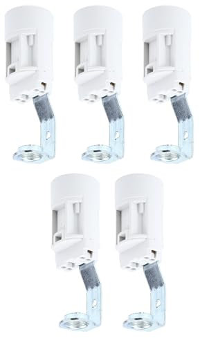 VILLCASE 5 Pièces E14 Douille Lampe Ampoule, Douille Ampoule Support Ampoule Lustre Bougies Douille E14 Universelles LED Douilles de Lustre À Bougie pour La Maison (White, 70mm)