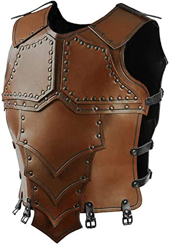 Mittelalterliche Weste Rüstung, Brustpanzer Aus Leder, Wikinger Krieger Brustschutz Lederrüstung Für Rücken- Und Brustschutz, Verstellbares Retro-Reitfechten Imitiertes Kostüm