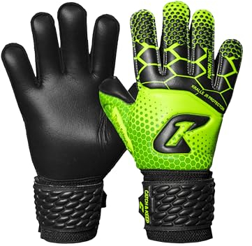 CATCH & KEEP Torwarthandschuhe Kinder Kralle Protector Grün Gr. 7 I Professionelle Kinder Torwarthandschuhe mit Fingerschutz, Daumenunterstützung & dickerer Handgelenksbandage