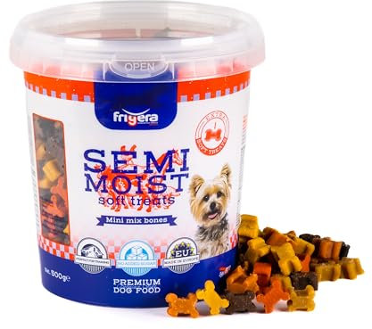 Frigera Semi-Moist Soft Treats Mini Mix Bones (3) 500g - Weiche Hundeleckerlis, Leckere Belohnung für Training & Zwischendurch, Hergestellt in Belgien