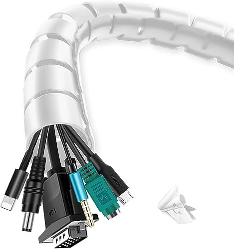 shinfly 2 x 10m Kabelschlauch Selbstschließend, Durchmesser 22 mm + 28 mm Flexibel Kabelkanal mit 1 Drahtführungsclip, Kabelschutz Kabelmanagement für TV Computer - Weiß