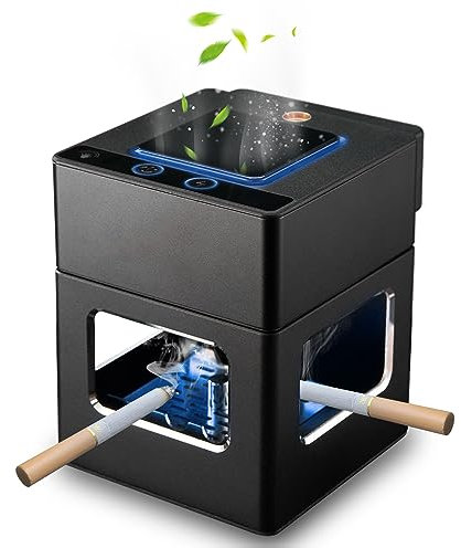 VTAR Cendrier sans fumée, contrôle intelligent de détection de geste, cendrier rechargeable USB de type C avec briquet, purificateur d'air domestique multifonction quatre en un, cendrier d'intérieur
