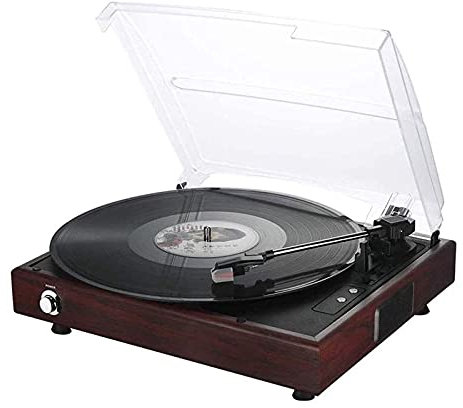 ROLTIN Tocadiscos Retro, Tocadiscos con Caja de música, Tocadiscos Vintage, Tocadiscos LP de 3 velocidades, preamplificador Incorporado, Ajustable