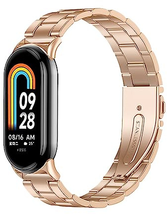 XIHAMA Armband Kompatibel mit Xiaomi Mi Band 9,Edelstahl Metall Armband Ersatz für Xiaomi Smart Band 8 Smartwatch Zubehör