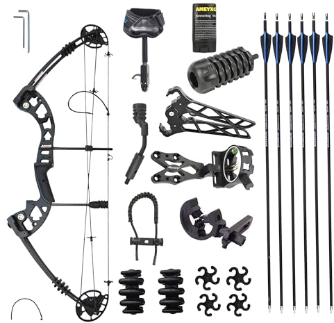 limaity Bogenschießen Compoundbogen 30-55lbs Gewicht Ziehen 24-29,5 Zeichnungslänge Einstellbar 310 fps Jagd Shooting Compoundboge für Erwachsene Jugend Anfänger (Schwarz, Linke Hand)
