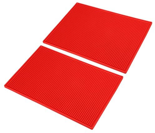 PATIKIL 16 x 12 x 0.4 PVC Bar-Matten, 2er-Pack rutschfeste Bar-Service-Untersetzer, Theken-Matte für Küche, Restaurant, Bar, KTV, Friseurstation-Matte für Friseursalon, Rot