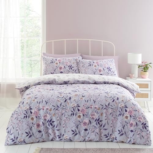 Catherine Lansfield Isadora - Juego de Funda de edredón Reversible con Fundas de Almohada, diseño Floral, Color Lila