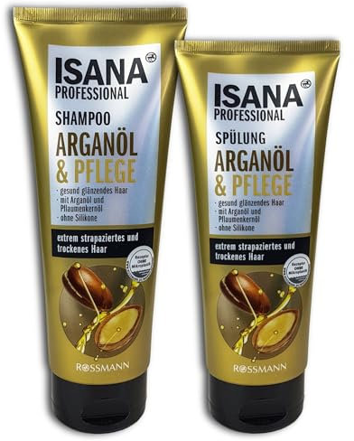Haarpflegeset ISANA PROFESSIONAL Shampoo & Spülung Arganöl & Pflege 250ml +200ml