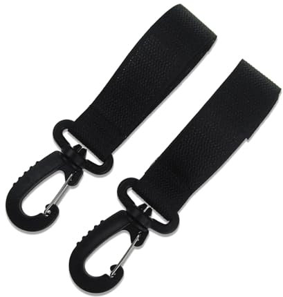 PhnkjGh Ganci per passeggino per borse, clip e ganci per passeggino | Moschettone per passeggino con rotazione a 360 gradi,Borsa per passeggino rotante da 2 pezzi Ganci grandi fissi per liberare le