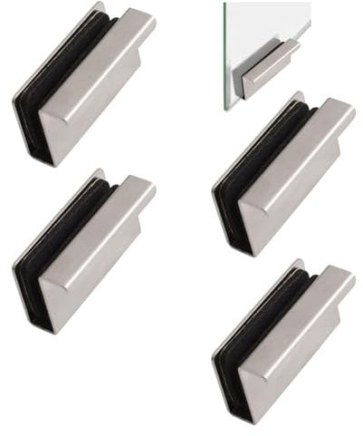 UFURMATE Glass Finger Edge Pull, 4Pcs Cabinet Finger Pull Handle Glass Door Clips Cabinet Latch Clamp Concealed Handle for Display Glasscase Door (Pearl Nickel)