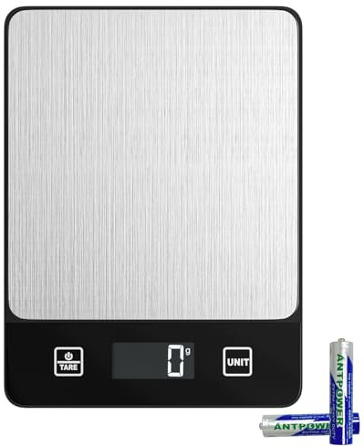 Newaner 10kg/1g bascula de cocina, inox electronica digital balanza con LED pantalla y funcion tara, automatico báscula de precisión con 6 unidades, pesa alimentos para cocinar, hornear, mezclar