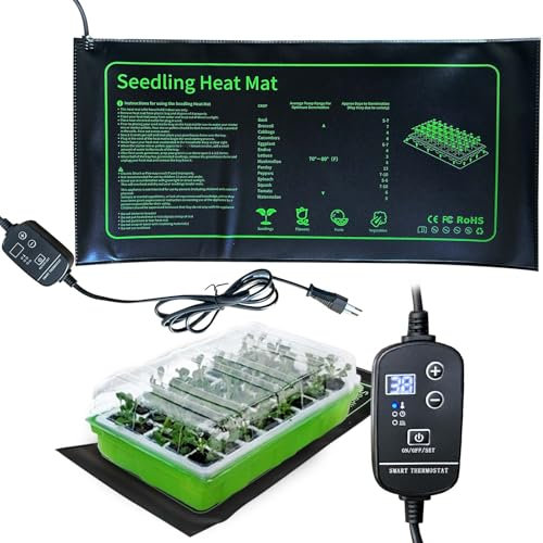 EWENYS Tappetino riscaldante per Piante in grafene, per piantine germinazione, IP67, Impermeabile, 20 W, Temperatura 20 W, per la Coltivazione di Serra o growbox (53 x 25 cm, con termostato)